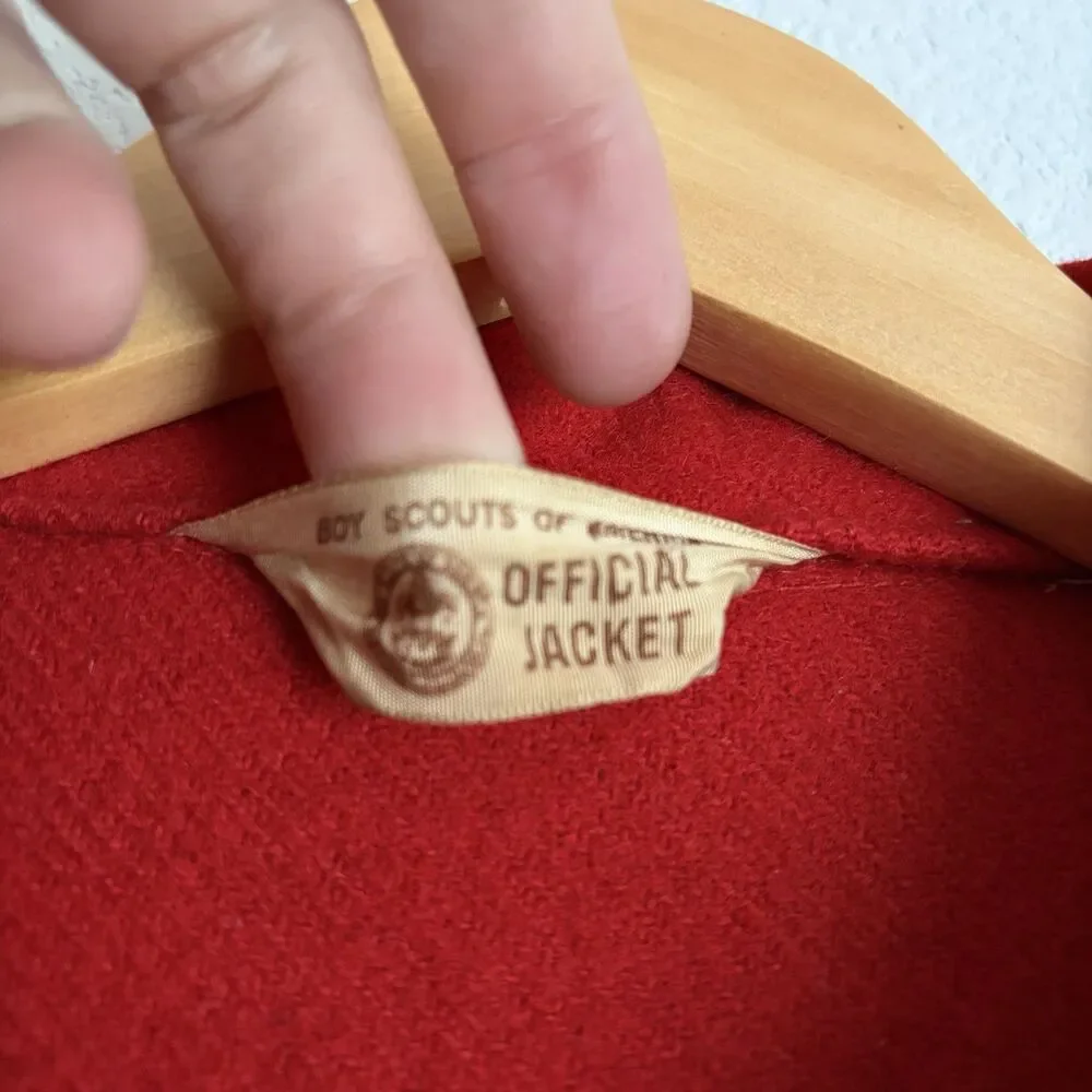 Vintage Boy Scouts of America 70s Red Wool Shirt Jacket Size 40 Medium